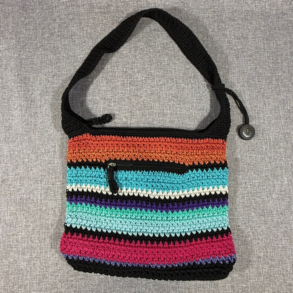 The Sak Crochet Shoulder Bag Crossbody Multicolor Rainbow Boho Knit Purse Y2K